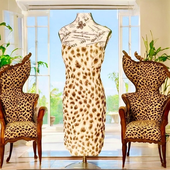 Escada Silk Cheetah Print Dress & Cardigan Sweater Suit S 36/38 - Picture 9 of 9